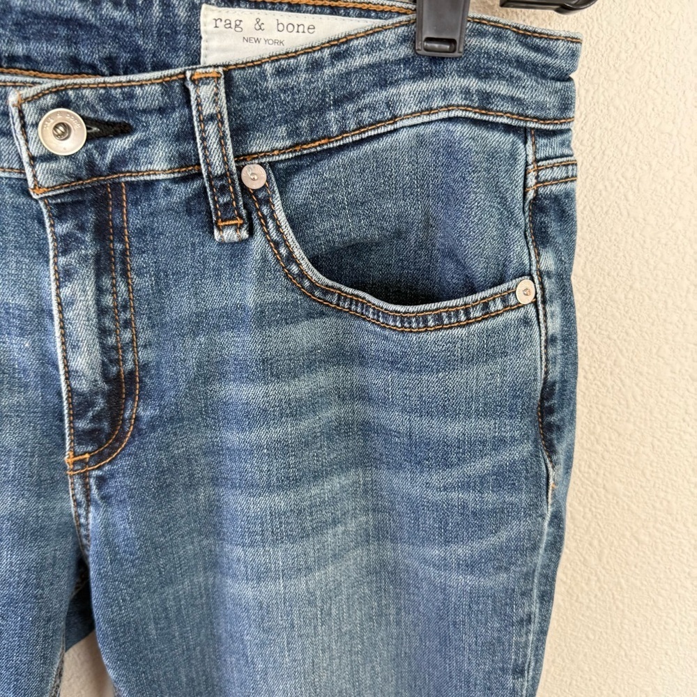 Rag & Bone Dre Low-Rise Boyfriend Jean Bellview Slim Fit Dark Indigo Denim Women - Picture 7 of 13